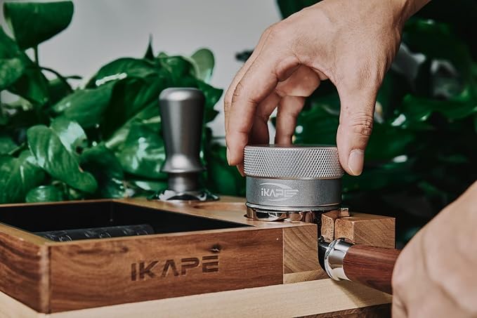 IKAPE Coffee Products, 58MM Coffee Distributor, Gravity Adaptive Espresso Distributor Fits All 58.35MM Espresso Portafilter, Compatible with 58.35MM Rancilio Bottomless Portafilter (Silver)