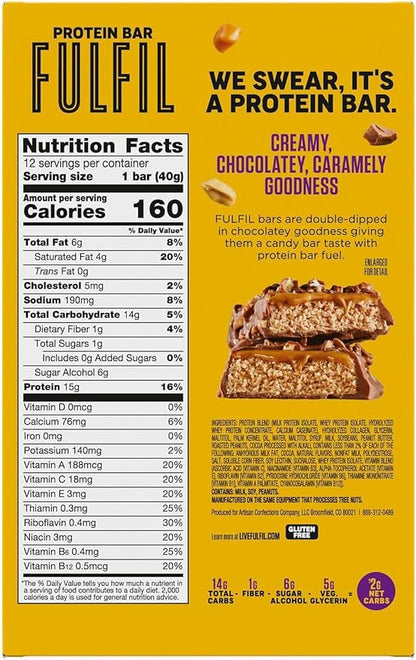 FULFIL Protein Snack Bars, Best Sellers Variety Pack, Gluten Free with 15g Protein, Pantry Staples, 12 Count