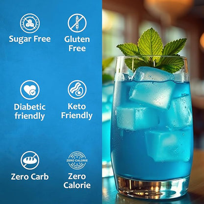 Syruvia Sugar-Free Blue Raspberry Syrup, Flavored Syrup for Drinks, Cocktails, Lemonades, Iced Teas, and Desserts – 25.4 fl oz