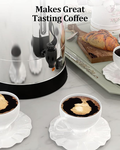 120 Cups Coffee Urn,18L Double Wall Commerical Coffee Maker for Buffet Catering Wedding Gathering,Large Capacity Hot Coffee Dispenser, Stainless Steel Hot Water Urn