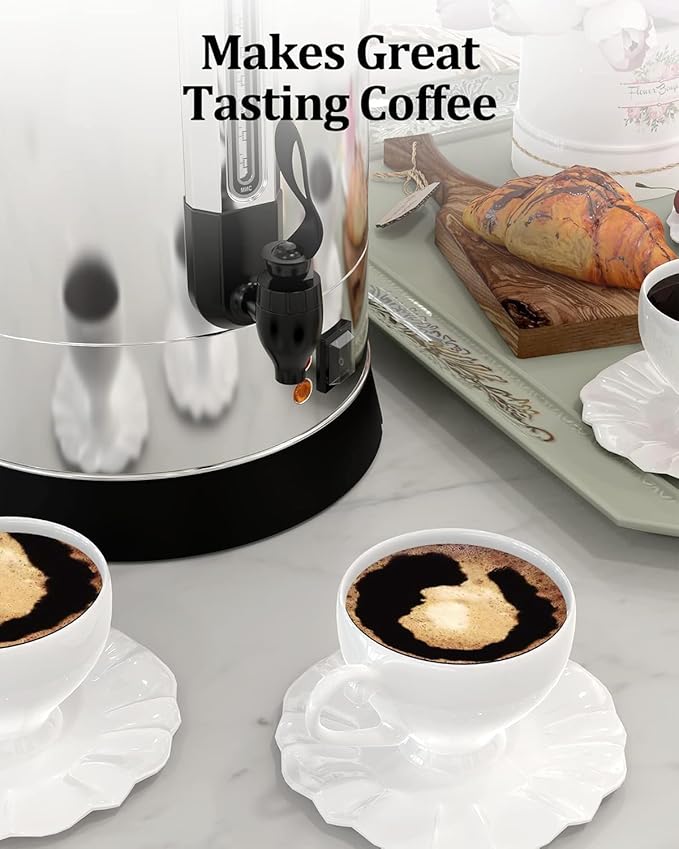 90 Cups Coffee Urn,14L Gallon Double Wall Commerical Coffee Maker for Buffet Catering Wedding Gathering,Large Capacity Hot Coffee Dispenser,Stainless Steel Hot Water Urn