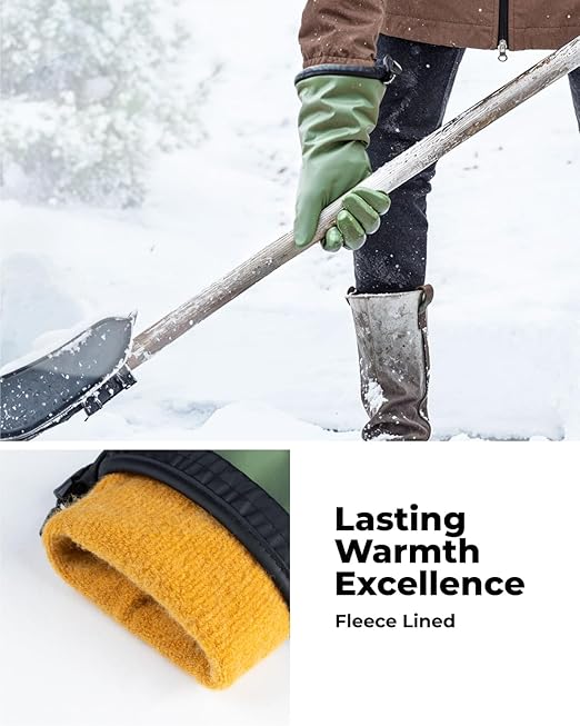 Waterproof Winter Gloves with Grip, Balaena Freezer Gloves for Light Duty Work & Outdoor Adventure, Hiking, Farming, Washing, Ice Fishing, Green, Medium