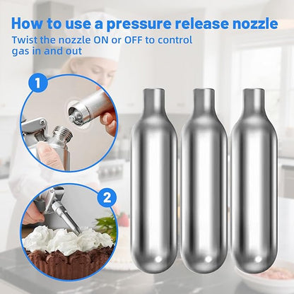 N2O Cream Chargers, whipped cream charger 8g Whip Cream Charger Cylinder Food Grade Original Flavor With Long Shelf Life, Leak Proof Steel,