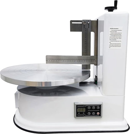 TECHTONGDA Cake Decorating Coating Machine Cream Spreading Automatic Frosting Turntable with Graduated Scraper for 4-16inch Cakes 40-180RPM Rotating Speed White