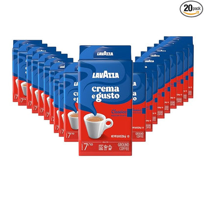 Lavazza Crema e Gusto Ground Coffee, Medium Roast, Arabica and Robusta Blend, 8.8 oz Brick (Pack of 20)