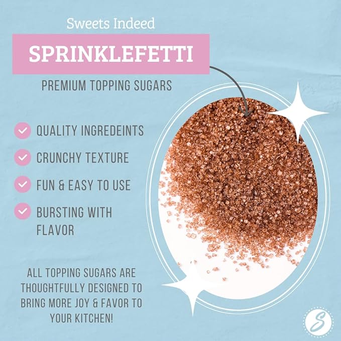Sweets Indeed Cinnamon Brown Sugar Topping – 5.11 oz Jar | Holiday Baking & Drink Garnish | Edible Sugar for Cookies, Cupcakes, Cocoa, Coffee, Cocktails & Desserts