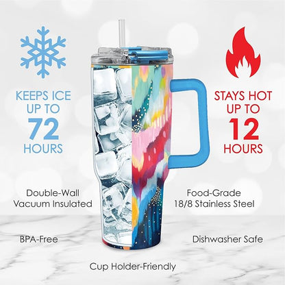 RainCaper 18/8 Stainless Steel Insulated Water Tumbler with Straw | 30oz, BPA-Free, Double Wall for Hot & Cold | Travel-Friendly, Cup Holder Ready (EttaVee Brush 100)
