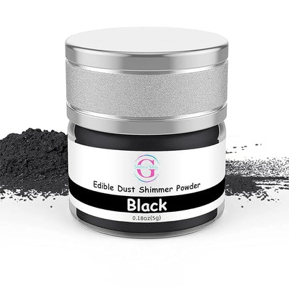 Glitter & Glitz Edible Glitter for Drinks - Premium Drink Glitter Edible Dust for Cocktails, Baking, Brew - Luster Dust and Cocktail Glitter - Edible Glitter for Drinks Decoration (Black, 5Grams)