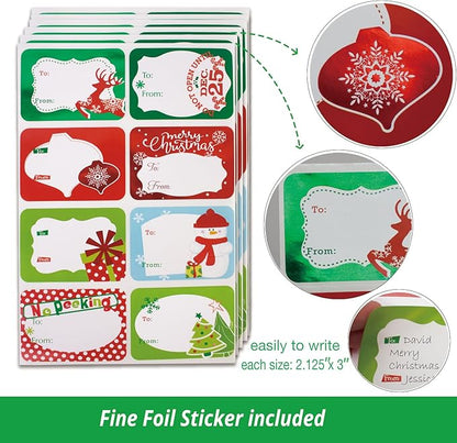 12 Extra Large Christmas Gift Wrap Boxes Bulk with Lids, 12 Tissue paper and 80 Foil Christmas Stickers for Wrapping Oversized Clothes (Robes, Sweater, Coat, Shirts) and Xmas Holiday Present