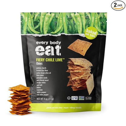 Every Body Eat Snack Thins, Allergen Friendly, Vegan, Gluten Free and Dairy Free (2 Count, Fiery Chile Lime)