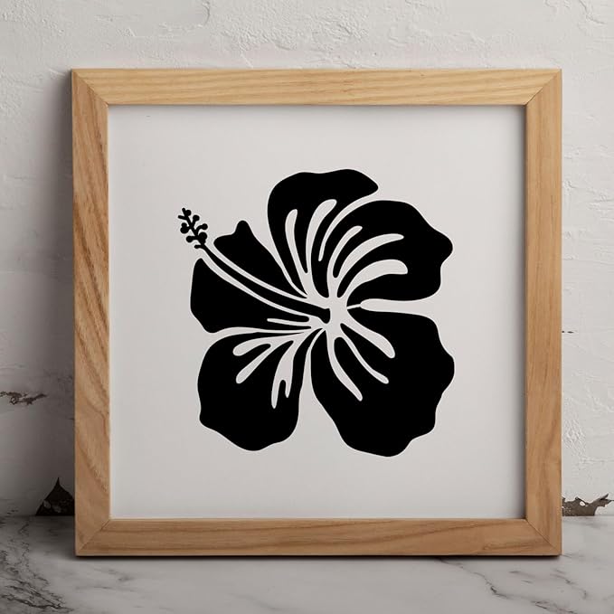 MAGJUCHE Hibiscus Stencil 6 Inches, Reusable Spring Flower Stencil for Painting DIY Crafts Decor