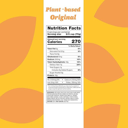 Flourish Plant-Based Protein Pancake & Waffle Mix, Gluten-Free, Dairy-Free, Nut-Free, Soy-Free, Vegan, Non-GMO, All-Natural Superfood, High Protein & Fiber, Just Add Water - Original, 430 g (2 Pack)