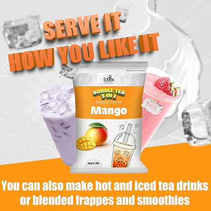 Fusion Select 2.2lb Boba Tea Powder Thai Tea Mix Flavored 3-in-1 Drink Powder with Cream & Sugar - Instant Pre-Mixed Beverage for Hot or Cold Blends or Yummy Frappes Bubble Tea