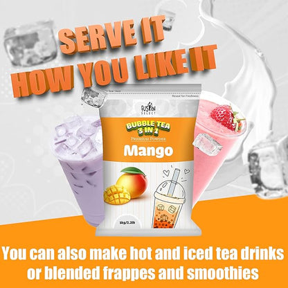 Fusion Select 2.2lb Boba Milk Tea Flavored-3-in-1 Drink Powder with Cream & Sugar - Instant Pre-Mixed Beverage for Hot or Cold Blends or Yummy Frappes
