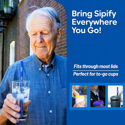 Flow-Limiting Dysphagia Straw for Safe Drinking | Adaptive Drinking Aids for Elderly & Dysphagia Patients | Reusable Stainless Steel Straw with Soft Silicone Tip | Dishwasher Safe | 2 Pack