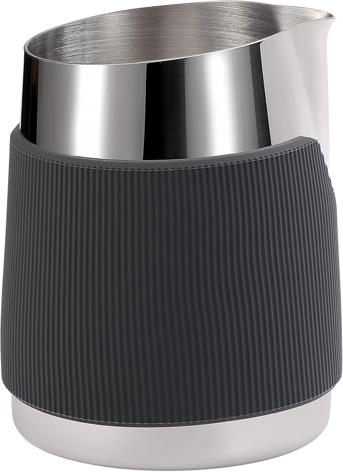 Normcore Handleless Milk Frothing Jug, Milk Pitcher 20.3 oz, Milk Frother Steamer Cup Stainless Steel Espresso Cup, Sharp Spout, Silver, 600 ml