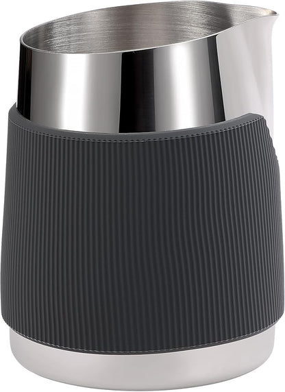 Normcore Handleless Milk Frothing Jug, Milk Pitcher 20.3 oz, Milk Frother Steamer Cup Stainless Steel Espresso Cup, Sharp Spout, Silver, 600 ml