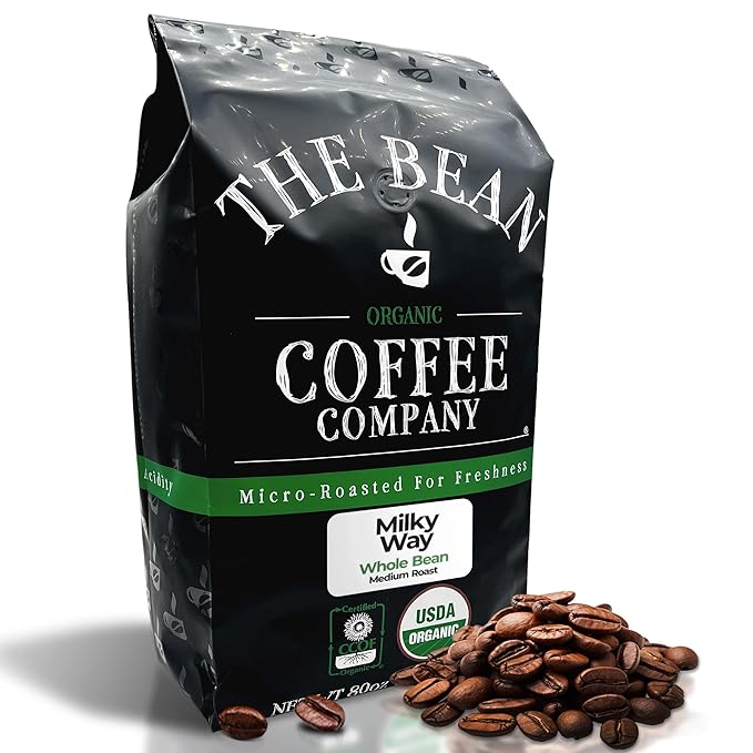 The Bean Organic Coffee Company Milky Way, Medium Roast, Whole Bean Coffee, 5-Pound Bag