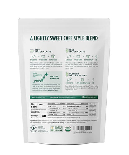 Jade Leaf Matcha Organic Premium Ceremonial Grade Matcha Green Tea Powder - Japanese - Culinary, Ingredient, Ceremonial Barista Teahouse, Latte, Collagen, 0.35 Ounce (Pack of 30), Matcha Latte