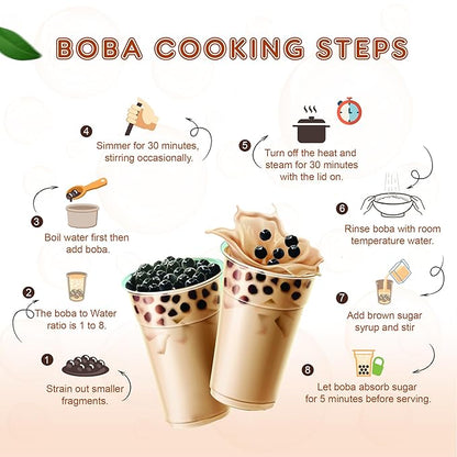 US Boba Co Unsweetened Tapioca Pearl, Easy to Cook, Tapioca Boba Balls for Tea Milk, Coffee & Dessert Topping, Fresh Made in USA, Brown Sugar Flavor, 1 Pound (Pack of 6)