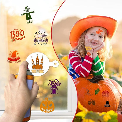 JULBEAR 36 Pieces Reusable Cookie Cake Stencils, Templates Mold Tools for Christmas Halloween Thanksgiving Cookies Baking Painting Dessert Coffee DIY Party Decoration