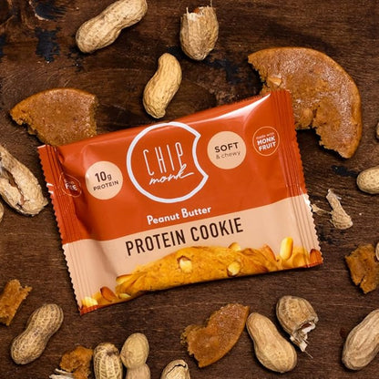 ChipMonk Baking, Peanut Butter High Protein Cookies - Low Carb Diet Friendly Gym Snacks, Meal Replacement Cookie, Gluten-Free, Healthy Low Sugar Sweet Snack - Balanced Nutrition Baked Desserts
