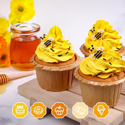 Edible Bees Cake Decorations, 16 pcs Bee Cake Decorations, Edible Bee for Cupcakes, Ice Cream, Waffles, Cookies, Cake, Macaron