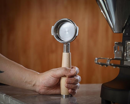 58mm Bottomless Portafilter for E61 Group Head | Professional Barista-Grade Naked Portafilter | Compatible with Rocket, Lelit, Ascaso, Profitec, ECM, Flair 58 (Maple)