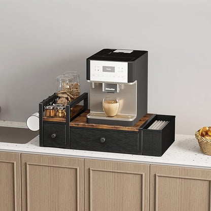 Homeiju Coffee Pod Drawers - K Cup Organizer, Nespresso Pods Holder with Mug Rack, Coffee Holder for Countertop, 52 Capacity Pods, Suitable for Kitchens, Offices and Coffee Bars（Patent Pending）
