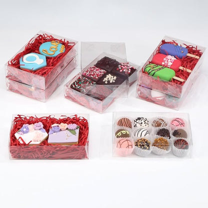 24PCS Clear Cookie Boxes with Window 7 x 4 3/8 x 1 1/2 Inch for Chocolate Truffle, Oreo, Pastry, Donut, Brownie, Soap and Bakery Treat Boxes for Party Favors Wedding Christmas Valentine's