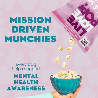 Live Love Pop Sweet and Salty Kettle Corn Flavored Gourmet Popcorn, 1.5 Oz (Pack of 12), Individual Snack Size Bags, Healthy Snack, Gluten Free, Vegan & Non-GMO, Mission Driven Munchies