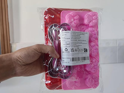 Silicone Molds Puppy Dog Paw and Bone Molds for Baking,Chocolate Molds,Silicone Dog Treat Mold - 6 Pack