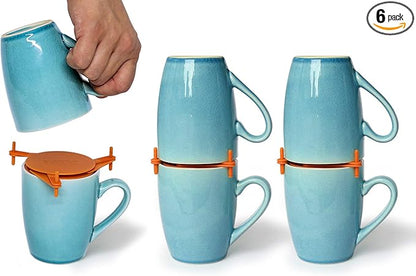 ELYPRO Mug Stacker 6-Pack – Coffee Mug Rack & Mug Organizer | Stackable Cup Holder for Coffee Bar & Kitchen, Under Cabinet Mug Holder – Space-Saving Mug Storage for Cabinets – Black