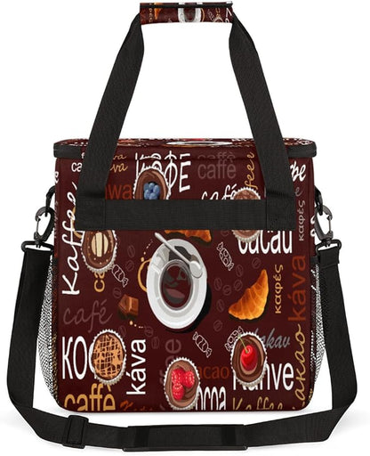 Brown Coffee Coffee Maker Carring Bag Cocoa Kaffee Travel Carrying Storage Tote Bag Compatible with Keurig K-Mini or K-Mini Plus Portable Single Serve Coffee Brewer Case with Pockets for K-cup Pods