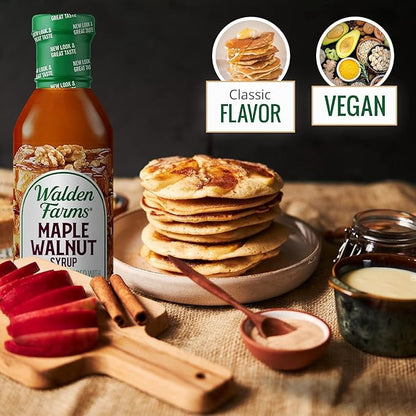 Walden Farms Maple Walnut Syrup – Perfect for Pancakes, Waffles, Desserts – Zero Calorie, Sugar-Free, Low Carb, Keto-Friendly, Gluten-Free, Vegan – 12 oz Bottle