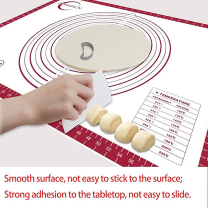 Large Silicone Pastry Mat for Rolling Dough Non Slip Non Stick Silicone Mats for Kitchen Counter 28x20"Red