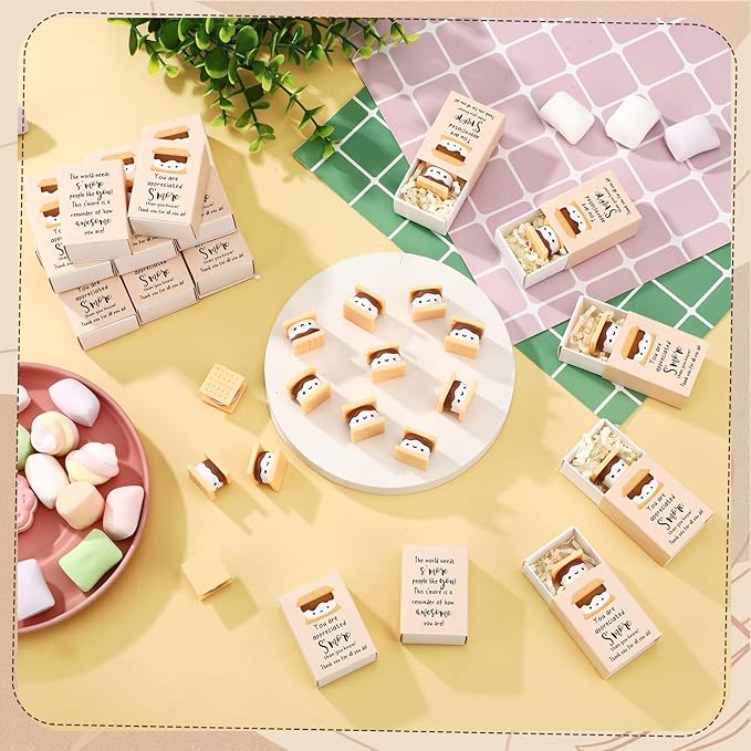 Wettarn 36 Sets S'more Appreciation Gifts Bulk Marshmallow with Box Party Favors Christmas Vet Tech Thank You Gift Rewards for Teacher Employee Nurse Coworkers Staff Team