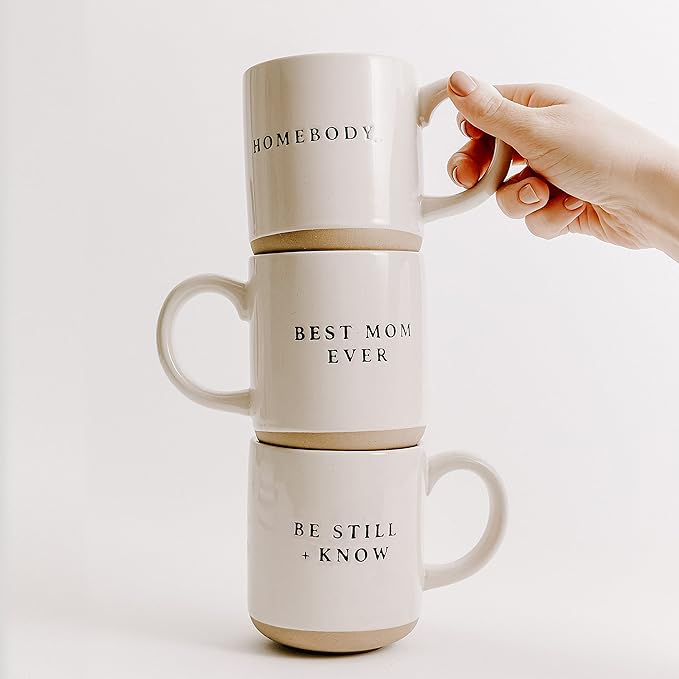Sweet Water Decor Strong and Courageous Stoneware Coffee Mug | Mom Mug | Novelty Coffee Mugs | Microwave & Dishwasher Safe | 14oz Coffee Cup | Inspirational Gifts