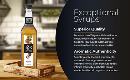 1883 Hazelnut Syrup - Flavored Syrup for Hot & Iced Beverages, Nutty Flavor - Gluten-Free, Vegan, Non-GMO, Kosher, Preservative-Free, Made in France | 1 Liter (33.8 Fl Oz)