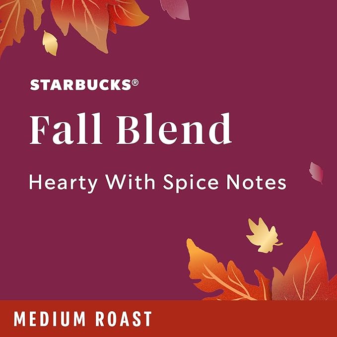 Starbucks K-Cup Coffee Pods, Medium Roast Coffee for Keurig Coffee Makers, Fall Blend, 100% Arabica, Limited Edition, 6 Boxes (60 Pods Total)