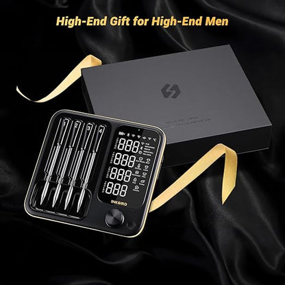 Wireless Meat Thermometer with 4 Probes, Inkbird Wifi BluetoothThermometer Digital Wireless for Rotisserie Grill Oven,Unlimited Range Dishwasher Waterproof Bluetooth Meat Thermometer for iOS & Android