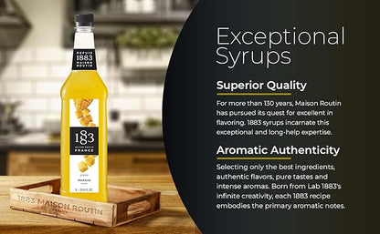 1883 Mango Syrup for Drinks, Made in France, 1 Liter Plastic Bottle