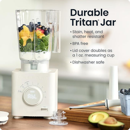 Chefman Obliterator 48 oz Countertop Blender for Smoothies, 1380W Motor to Crush Ice, Nuts, and Frozen Fruit with Stainless Steel Blade, Auto Blend Function, Includes 20 oz Travel Jar