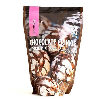 Shirley J- Chocolate Fudge Gourmet Cookie Mix (Makes 30) | Premium Soft Rich Fluffy Quality Chocolate Cookies Flavorful Bakery Grade Cookies | Just Add Water (Chocolate Crinkle)