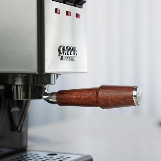 Gaggia Espresso Machine Accessories Kit: 58mm Bottomless Portafilter, Wooden 30lb Tamper, Distribution Tool, WDT Stirrer, Dosing Funnel & Puck Screen - Perfect for Gaggia Classic Models
