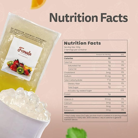 Fanale Crystal Agar Boba Jelly Ball, Ready to Serve, Soft Chew Texture, Instant Crystal Boba Pearls for Bubble Tea, Frozen Yogurt, Shaved Ice & Dessert’s Topping (4.4 lb/bag)