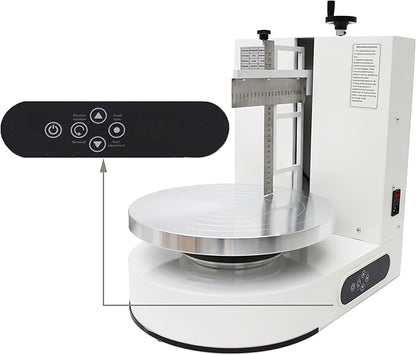 TECHTONGDA Cake Cream Spreading Frosting Icing Turntable Automatic Coating Machine with Graduated Scraper 60-320RPM Rotating Speed for 6-14inch Cakes White