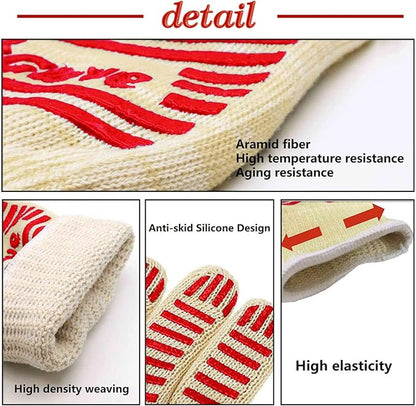 Oven Gloves, Heat Resistant 540 Degrees Grilling Gloves, Hot Surface Handler Non-Slip Silicone Oven Mitts with Fingers, BBQ Gloves for Cooking/Kitchen/Baking, Pack of 2