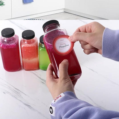 BIGIVACA 12 oz Glass Juice Bottles with Lids,12 PACK Bottles for Juicing,Square Drinking Jars Glass for Coffee,Cola,Milk,Tea in Travel,Work,School