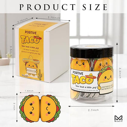 Positive Taco Jar - 60 Emotional Support Taco Affirmation Cards Xmas Stocking Stuffers Birthday Gift Christmas White Elephant Gifts for Women Men Teens Friends Coworkers Mom Sisters Teacher Gifts